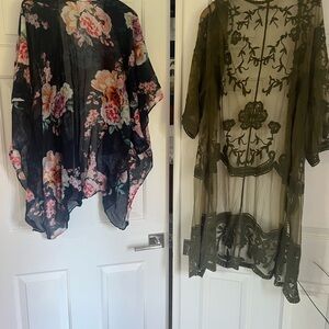 Desigual Black Floral Kimono Blouse